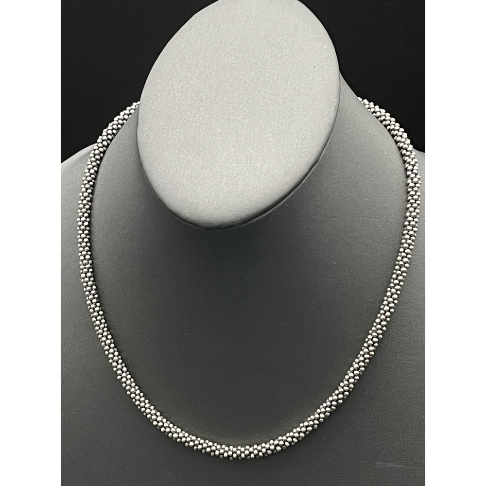 Lagos Signature Caviar Sterling Silver Beaded Necklace 18" 5mm 52g